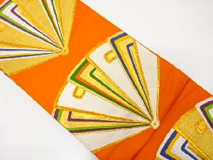 アンティーク　檜扇模様織り出し袋帯(着用可)